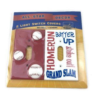 Baseball Themed Light Switch Covers Kids Decor